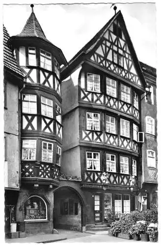 Ansichtskarte, Wertheim am Main, Kaffee Hahn am Marktplatz, um 1960