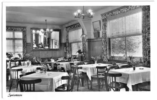 Ansichtskarte, St. Blasien Schwarzw., Hotel - Pension Tannhäuser, Gastraum, um 1953