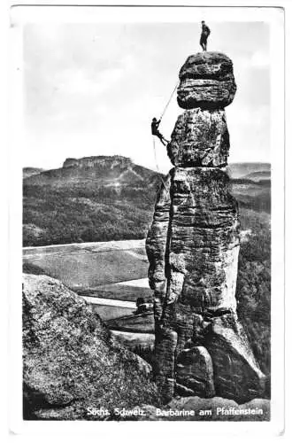 AK, Sächsische Schweiz, Seilschaft an der Barbarine, 1952