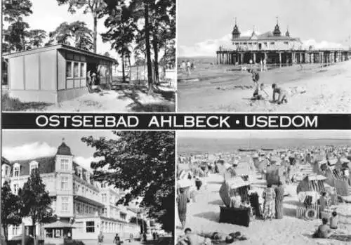 AK, Seebad Ahlbeck Usedom, vier Abb., 1969