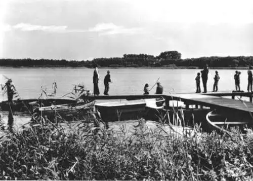 Ansichtskarte, Röbel Müritz, Steg a.d. Müritz, Angler, 1974