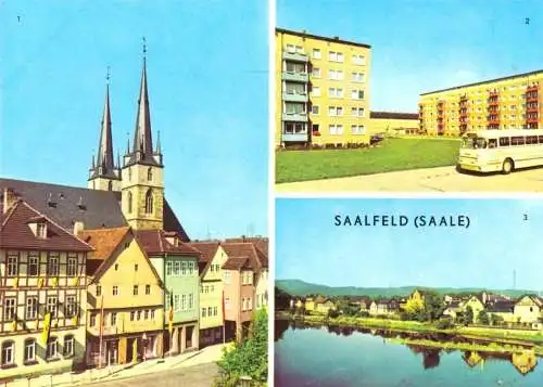 Ansichtskarte, Saalfeld Saale, drei Abb., u.a. OT Gorndorf, 1971