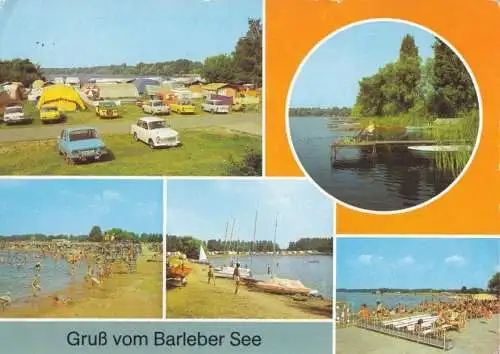 Ansichtskarte, Magdeburg, fünf Abb., Gruß vom Barleber See, 1985