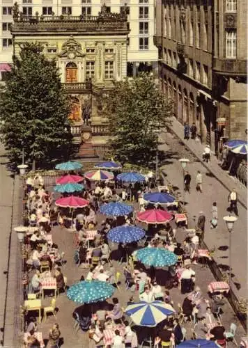 Ansichtskarte, Leipzig, Partie am Naschmarkt, Straßenrestaurant, 1967