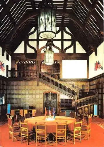 Ansichtskarte, Potsdam, Schloß Cecilienhof, Konferenzsaal der Potsdamer Konferenz, 1982