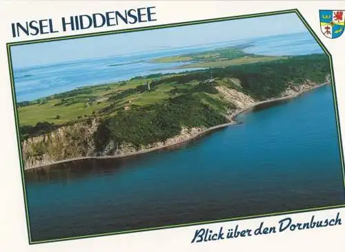 Ansichtskarte, Insel Hiddensee, Luftbildansicht, Blick über den Dornbusch, 1998