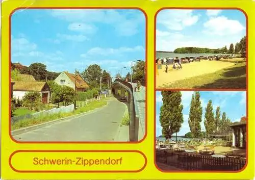 Ansichtskarte, Schwerin - Zippendorf, drei Abb., 1985