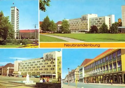 Ansichtskarte, Neubrandenburg, vier Abb., u.a. CENTRUM-Warenhaus, 1981