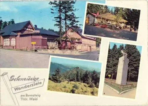 Ansichtskarte, Schmücke am Rennsteig, Thür. Wald, vier Abb., gestaltet, 1964