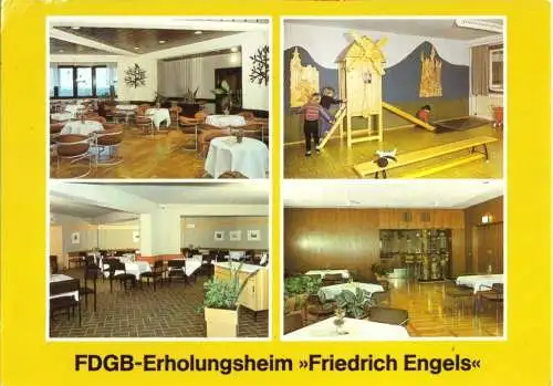 Ansichtskarte, Templin, FDGB-Erholungsheim "Friedrich Engels", vier Abb., 1986