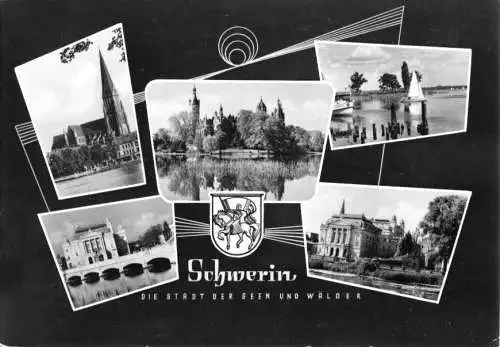 AK, Schwerin, fünf Abb., gestaltet, 1960