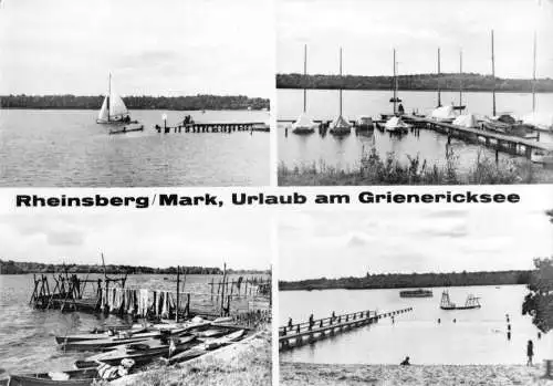 Ansichtskarte, Rheinsberg Mark, Urlaub am Grienericksee, vier Abb., 1969