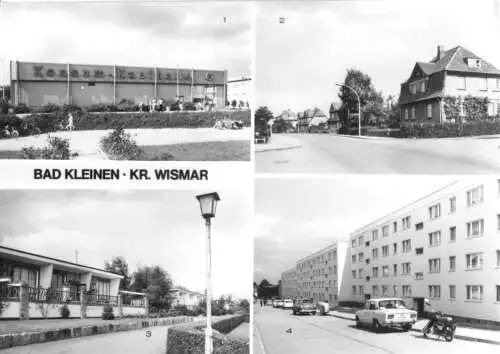 Ansichtskarte, Bad Kleinen Kr. Wismar, vier Abb., u.a. Konsum - Kaufhalle, 1983