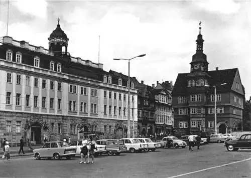 Ansichtskarte, Eisenach, Schloß und Rathaus am Markt, 1974