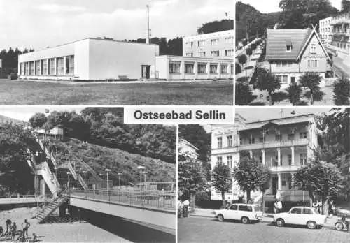 Ansichtskarte, Ostseebad Sellin Rügen, vier Abb., u.a. FDGB-Heim "Klubhaus", 1984