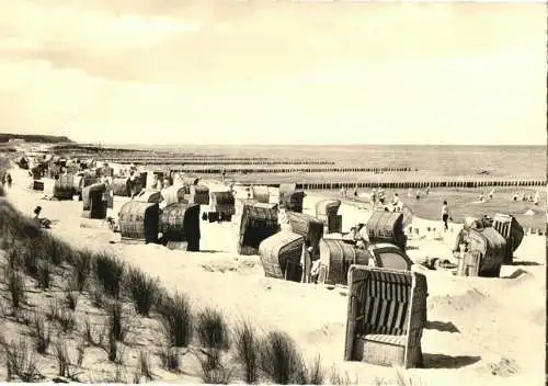 Ansichtskarte, Ostseebad Graal-Müritz, Badestrand in Müritz, belebt, 1963