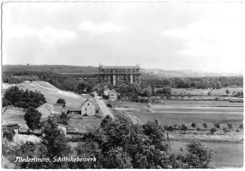 Ansichtskarte, Niederfinow, Schiffshebewerk in der Landschaft, 1959