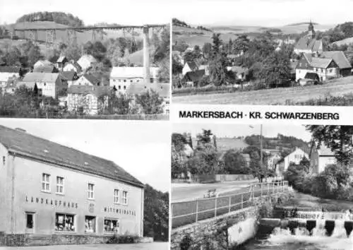 Ansichtskarte, Markersbach Kr. Schwarzenberg, vier Abb., 1982