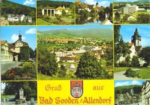 Ansichtskarte, Bad Sooden - Allendorf, neun Abb., Wappen, um 1978