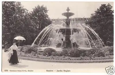 Ansichtskarte, Genf, Genève, Jardin Anglais, belebt, um 1908