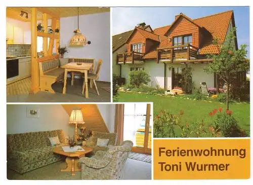 Ansichtskarte, Staffelstein, Ferienwohnung Toni Wurmer, drei Abb., um 1995