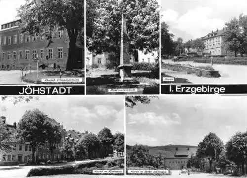 Ansichtskarte, Jöhstadt Erzgeb., fünf Abb., u.a. Postsäule, 1973