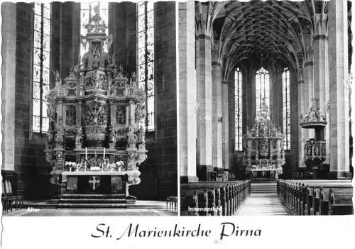 Ansichtskarte, Pirna Elbe, St. Marienkirche, innen, 1964