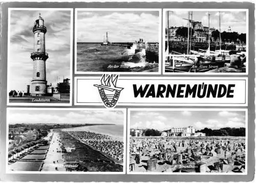 Ansichtskarte, Rostock Warnemünde, fünf Abb., 1962