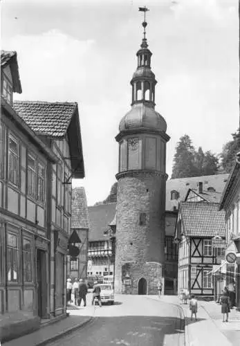 Ansichtskarte, Stolberg Harz, Straßenpartie mit Seigerturm, 1972