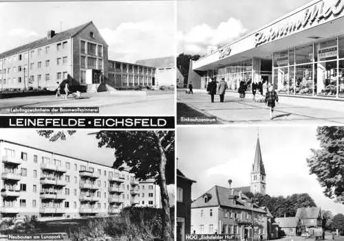 Ansichtskarte, Leinefelde Eichsfeld, vier Abb., u.a. Einkaufszentrum, 1980