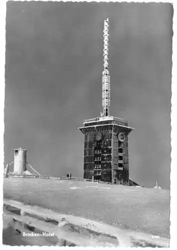 Ansichtskarte, Brocken Harz, Brocken-Hotel, Winteransicht, 1960