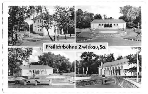 Ansichtskarte, Zwickau Sachs., Freilichtbühne, vier Abb., 1958