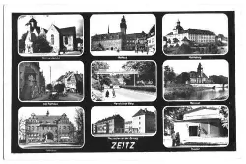 Ansichtskarte, Zeitz, neun Abb., 1955