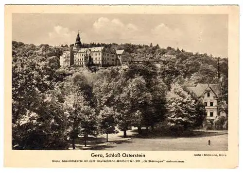 AK, Gera, Blick zum Schloß Osterstein, Druck bräunlich, um 1940