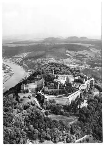 AK, Königstein Sächs. Schweiz, Festung, Luftbildansicht, 1974