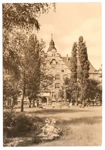 AK, Riesa Elbe, Friedrich-Engels-Oberschule am Ebertplatz, 1965