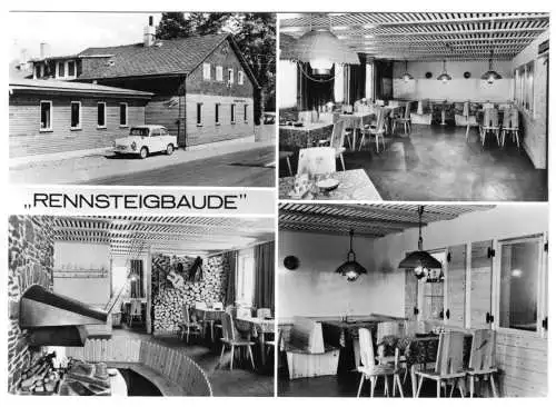 Ansichtskarte, Neustadt Rstg., Rennsteigbaude, vier Abb., 1973