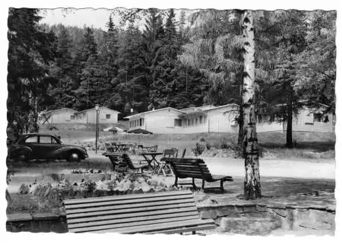 Ansichtskarte, Bucha Kr. Saalfeld, FDGB-Ferienheim "Aktivist", Bungalow-Wiese, 1968