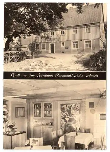 AK, Rosenthal Sächs. Schweiz, Gaststätte Forsthaus, zwei Abb., 1973