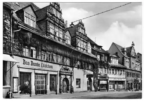 AK, Saalfeld Saale, Saalstr. mit "Das Bunte Lädchen", 1974