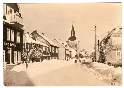 Ansichtskarte, Neustadt Rstg., Rennsteigstraße, Winteransicht, 1968