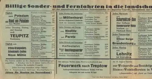 Fahrplan der Reederei F. Müller & Söhne, Berlin, 1938