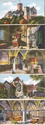 Kleines Leporello mit 15 Autochromien, Eisenach und Wartburg, Format: 8.5 x 5 cm