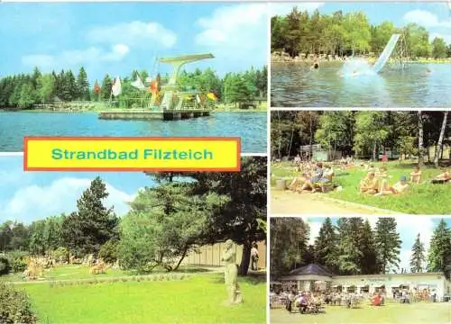 AK, Schneeberg Kr. Aue, fünf Abb., Strandbad Filzteich, belebt, 1979