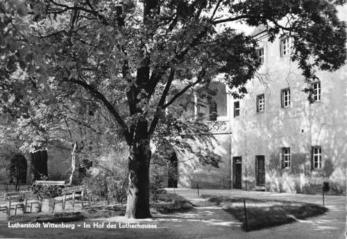 AK, Lutherstadt Wittenberg, Im Hof des Lutherhauses, 1962