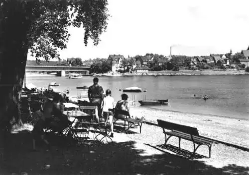 AK, Saalburg Saale, Am Strand, belebt, 1977