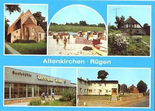 Ansichtskarte, Altenkirchen Rügen, 5 Abb., u.a. Gaststätte, 1985