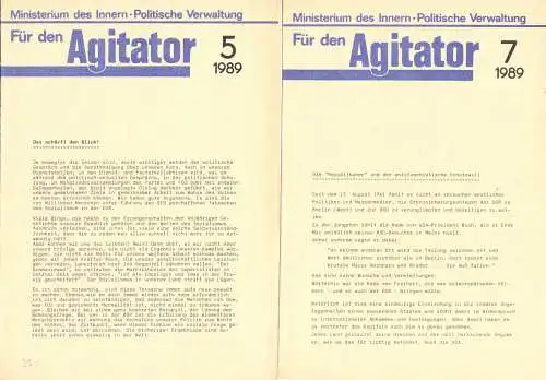 Drei Agitationsblätter der politischen Verwaltung des MdI aus dem Jahr 1989