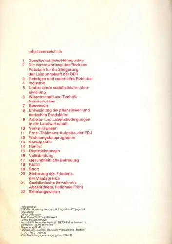 Bilanz  auf gutem Weg - Bezirk Potsdam, 1981 - 1985, Agitationsmaterial