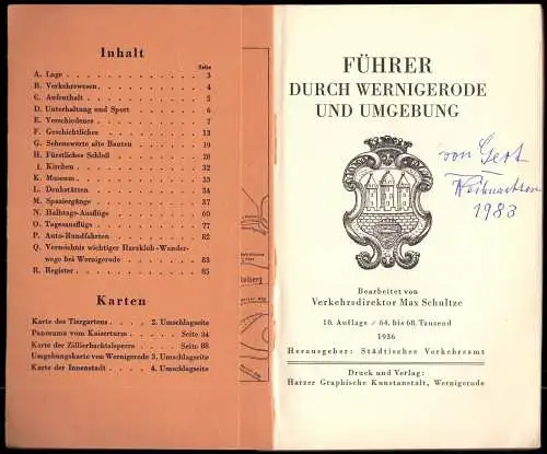 Schultze, Max; Führer durch Wernigerode und Umgebung, 1936